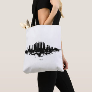 Bolsa Tote Nova York Skyline Watercolor Black and White