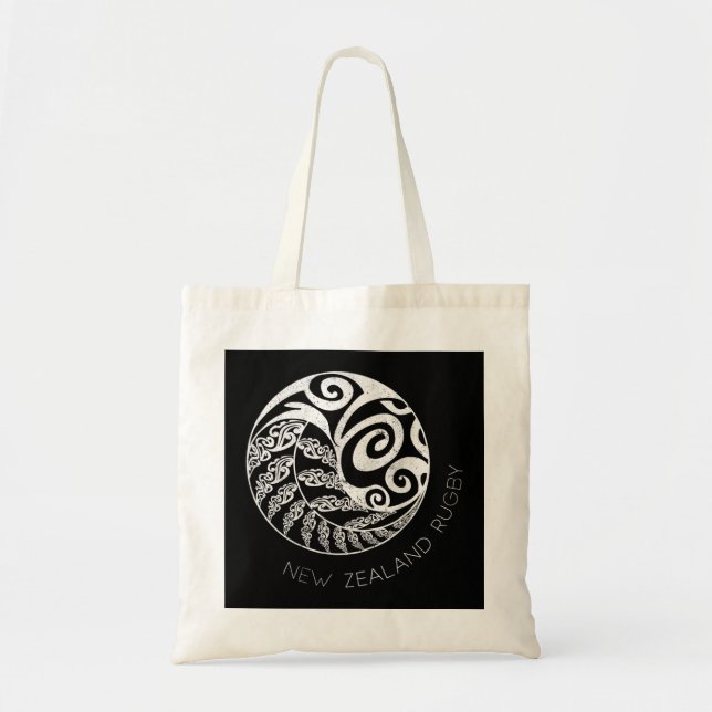 Bolsa Tote Nova Zelândia Rugby Maori inspirou Kiwi e Silver F (Frente)