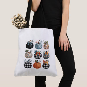 Bolsa Tote Nove bordados decorativos de abóboras