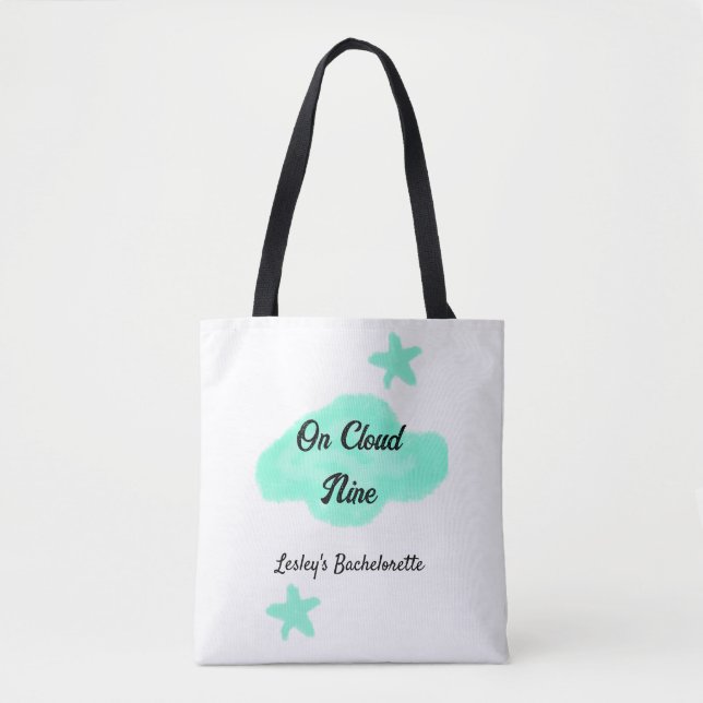 Bolsa Tote Nove nuvens pastéis verdes estrelas despedida de s (Frente)
