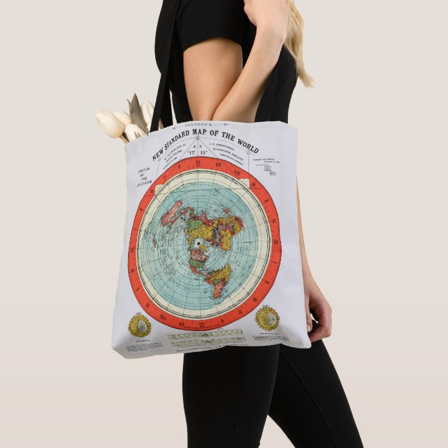Bolsa Tote Novo Mapa Padrão da Terra Plana Mundial (Close Up)