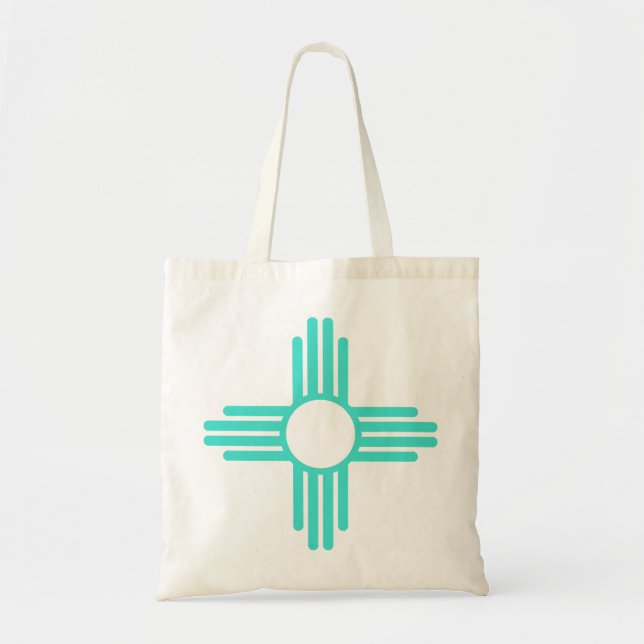 Bolsa Tote Novo México Sol Zia Azul Turquesa (Frente)