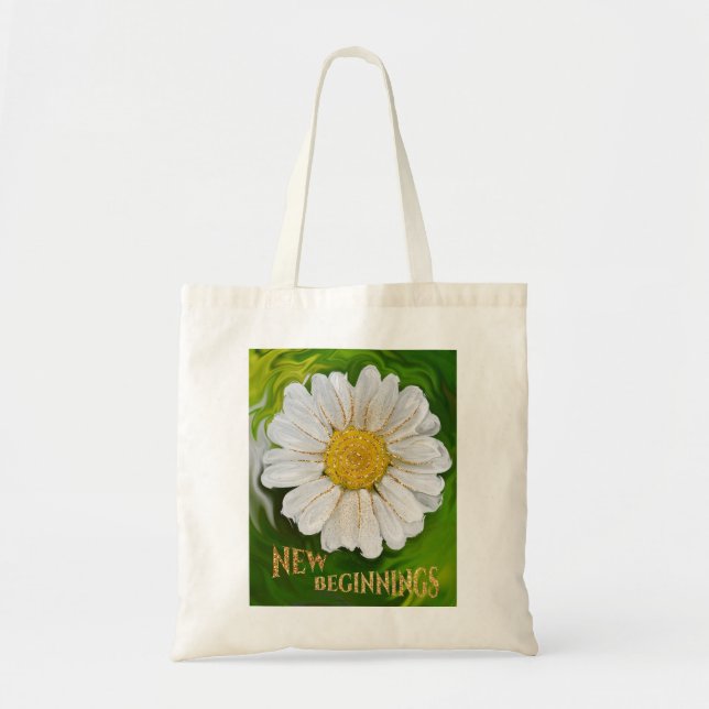 Bolsa Tote Novos começos - Poder das flores margaridas (Frente)