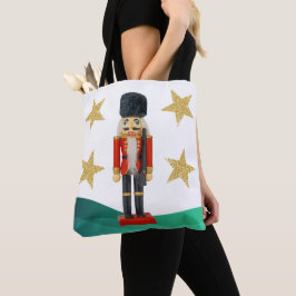 Bolsa Tote Noz-cracker de Natal com Douradas estrelas de bril