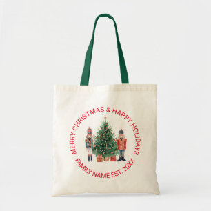 Bolsa Tote Nozes e texto personalizado de árvore de Natal