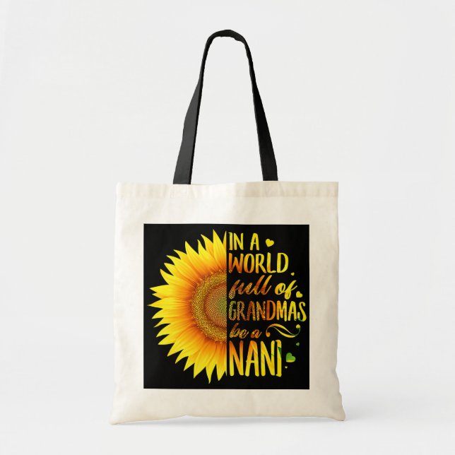 Bolsa Tote Num Cheio Mundial, Vovô Seja Nani Sunflower (Frente)