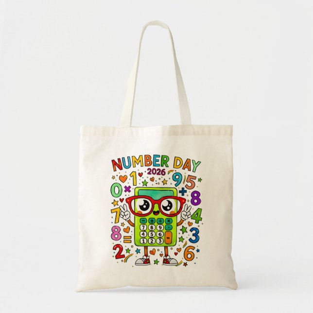 Bolsa Tote Number Day Tote Bag | Colourful Maths Numbers (Frente)