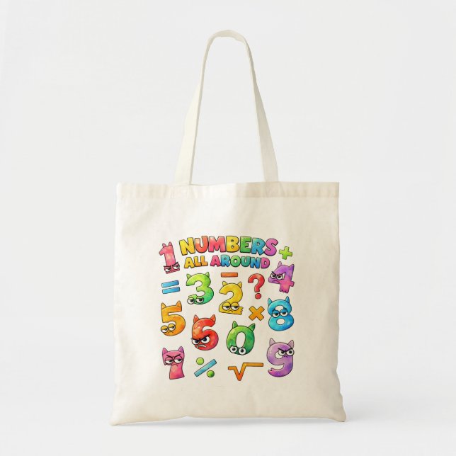 Bolsa Tote Number Day Tote Bag | Colourful Maths Numbers (Frente)