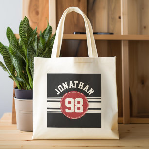 Bolsa Tote Número de Nome Personalizado de Jersey do Black a