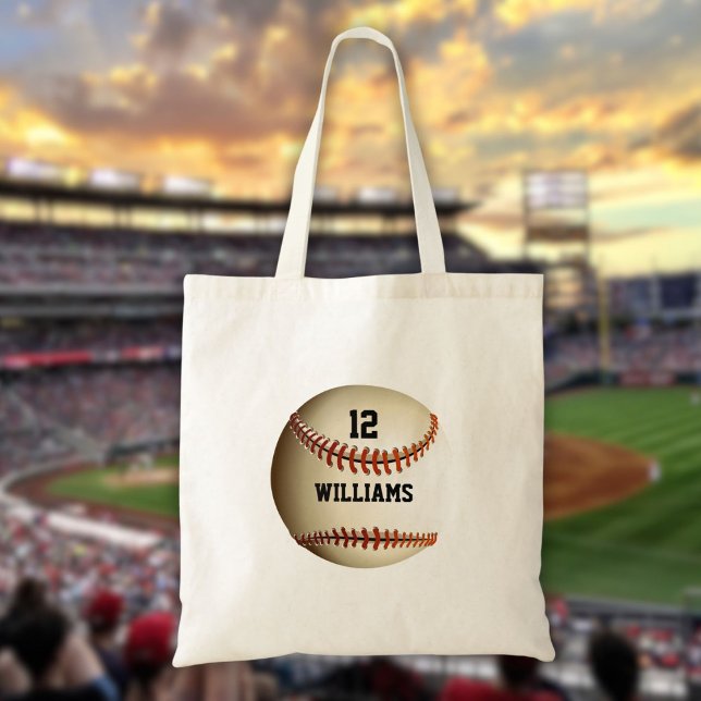 Bolsa Tote Número de Nome Personalizado Esportes Baseball (Personalized Name Number Baseball Sports Tote Bag)