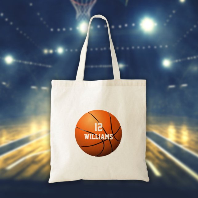 Bolsa Tote Número de Nome Personalizado Esportes de Basquete (Criador carregado)