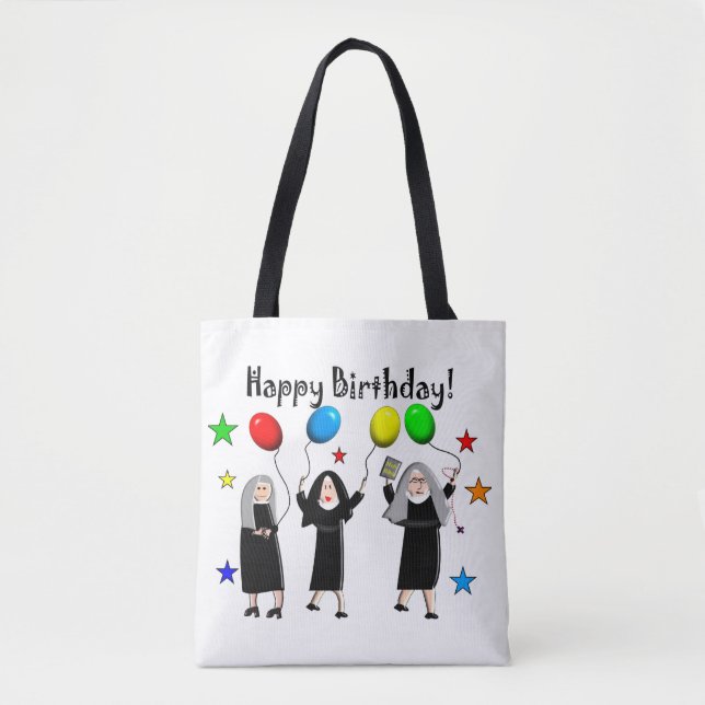 Bolsa Tote Nun Happy Birthday White (Frente)