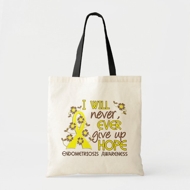 Bolsa Tote Nunca dê acima a endometriose da esperança 4 (Frente)