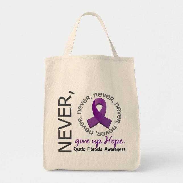 Bolsa Tote Nunca dê acima a esperança a fibrose cística (Frente)