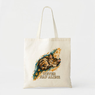 Bolsa Tote Nunca Dorme Sozinho Gato Tabby Adormecido Pata Dou