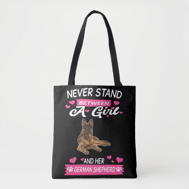 Bolsa Tote Nunca Fique Entre Uma Garota E Seu German shepherd (Frente)