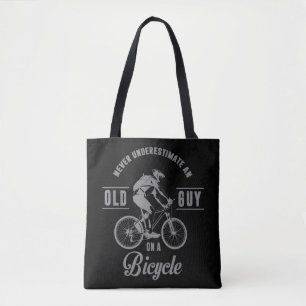 Bolsa Tote Nunca Subestimar Uma Cara Antiga Em Uma Bicicleta