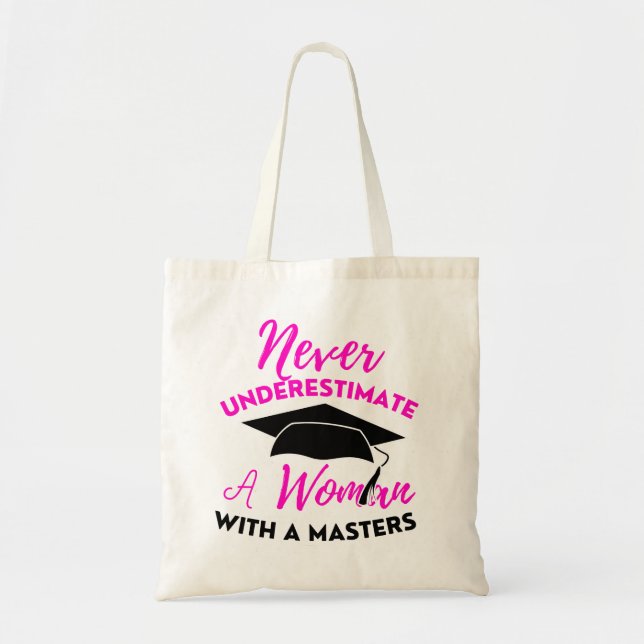 Bolsa Tote Nunca Subestime O Poder Da Mulher Com Um Mestrado (Frente)