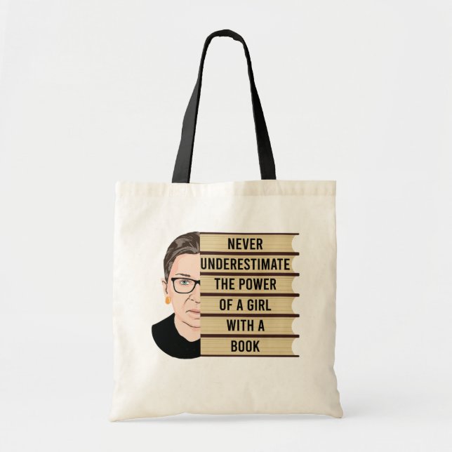 Bolsa Tote Nunca subestime o poder de uma garota com livro (Frente)