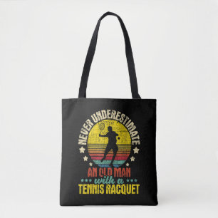 Bolsa Tote Nunca Subestime um Homem Velho - Racket de Tênis S