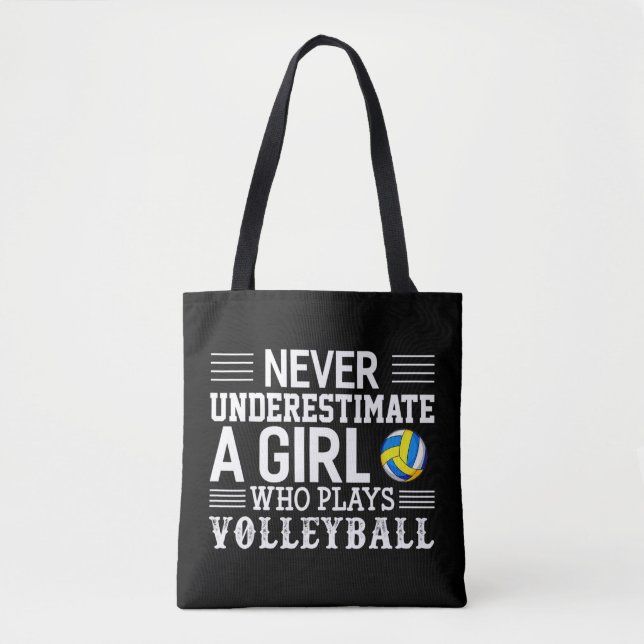 Bolsa Tote Nunca Subestime Uma Garota Que Joga Voleibol (Frente)