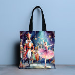 Bolsa Tote Nutcracker Balé Watercolor Christmas Ballerina<br><div class="desc">O Balé Nutcracker Watercolor Christmas Ballerina Festivo Holiday Tote Bag apresenta um tradicional balé de Natal com uma bailarina e um pirata. Perfeito para presentes de Natal,  favores de Natal e festas de férias e muito mais. Criado pelo Evco Studio www.zazzle.com/store/evcostudio</div>