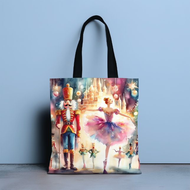 Bolsa Tote Nutcracker Balé Watercolor Christmas Ballerina (Criador carregado)