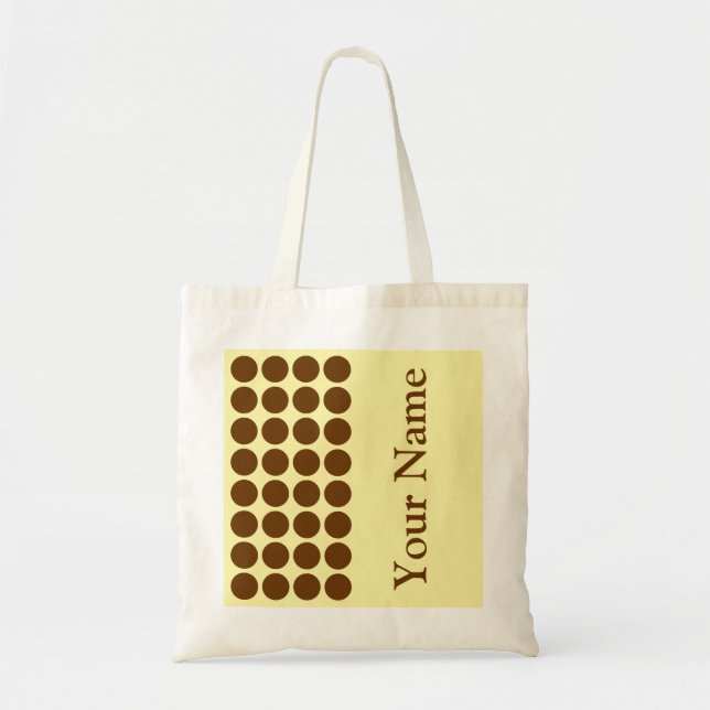 Bolsa Tote Nutmeg Cream Pontos Neutros com texto de nome (Frente)
