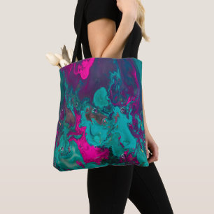 Bolsa Tote Nuvem de fumaça de Abstrato de Magenta e Teal da 