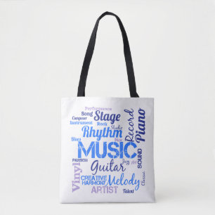 Bolsa Tote Nuvem de Palavras Amante de Música Músico