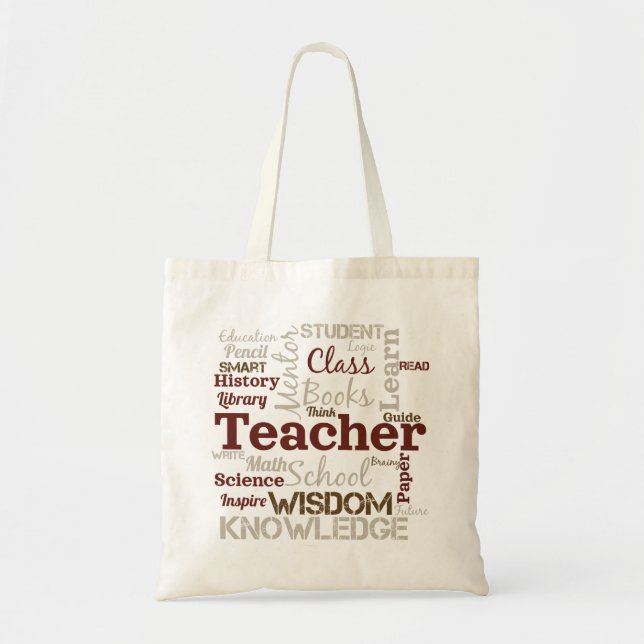Bolsa Tote Nuvem de Palavras de Professor (Frente)