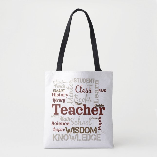 Bolsa Tote Nuvem de Palavras de Professor (Frente)