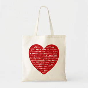 Bolsa Tote Nuvem de Palavras do Coração de Amor - Branco em