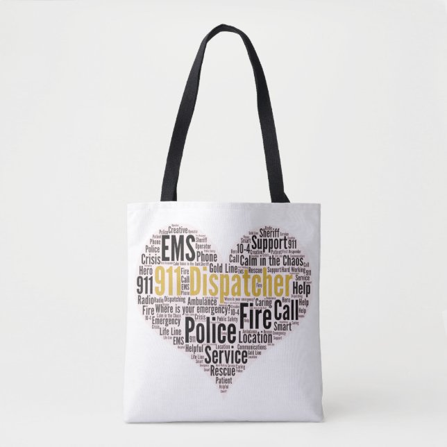 Bolsa Tote Nuvem de Palavras do Dispatcher 911 (Frente)