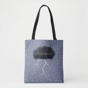 Bolsa Tote Nuvem e Chuva Personalizadas do Dia de Tempestade