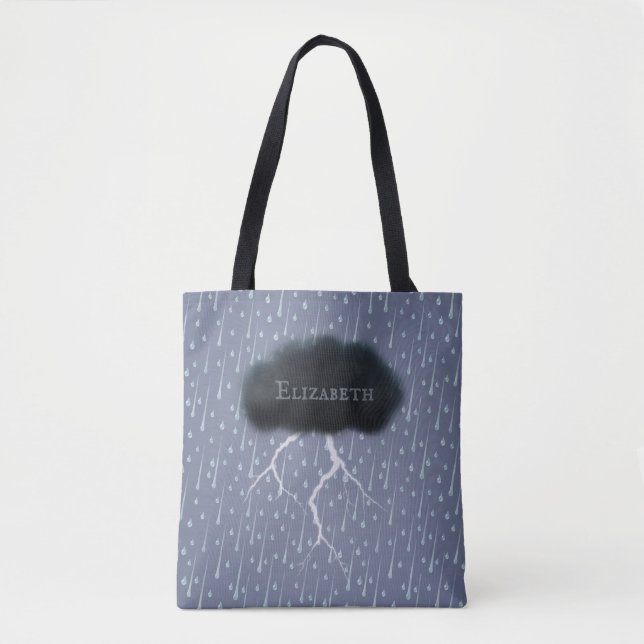 Bolsa Tote Nuvem e Chuva Personalizadas do Dia de Tempestade (Frente)