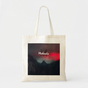 Bolsa Tote Nuvens a arder, nevoeiro e monograma das montanhas