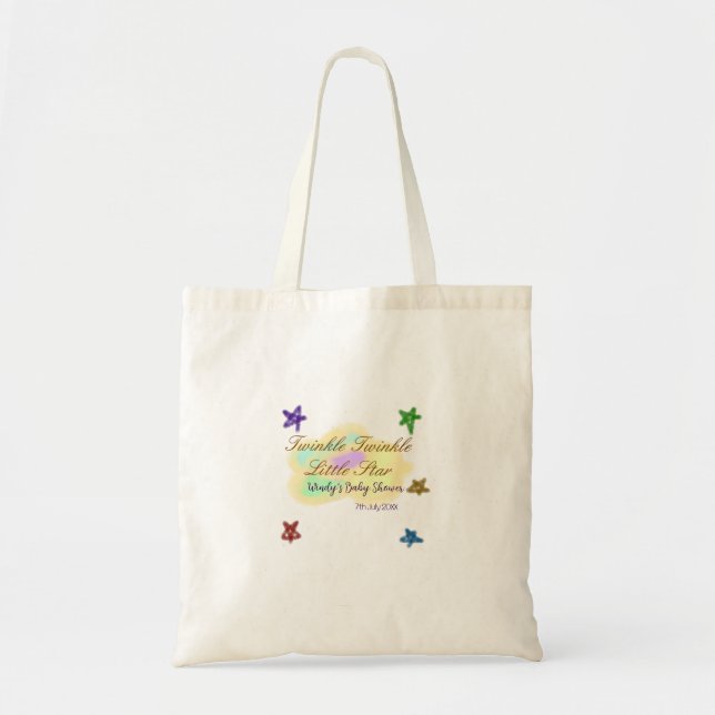 Bolsa Tote Nuvens de arco-íris brilham Brilho Brilho Estrela  (Frente)