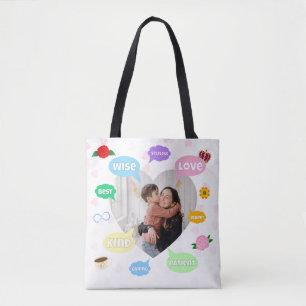 Bolsa Tote Nuvens de Palavras Foto do Dia das Mães Melhor Mãe