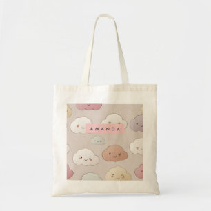 Bolsa Tote Nuvens de Sorriso de Kawaii Cute Personalizadas