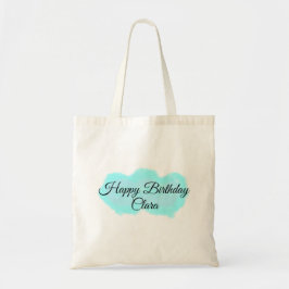 Bolsa Tote Nuvens verdes azuis pastel feliz aniversário moder
