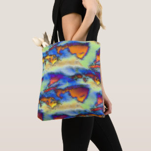 Bolsa Tote Nuvens vestidas em laranja, textura gotejada ou of