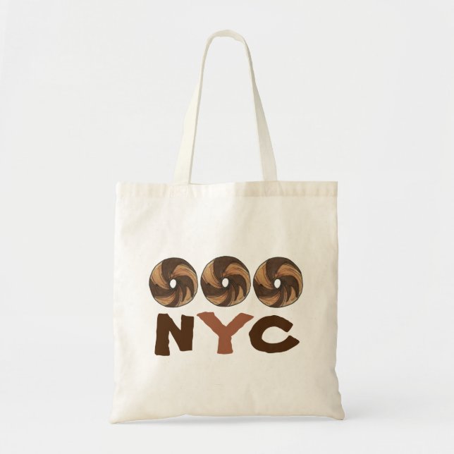 Bolsa Tote NYC Nova Iorque Comida Marble Rye Bagels Bag (Frente)