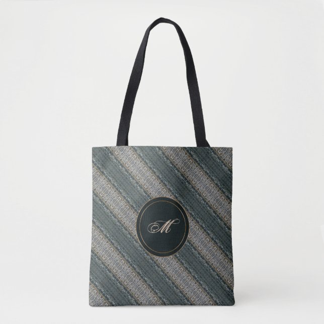 Bolsa Tote o abstrato listra o teste padrão retro (Frente)