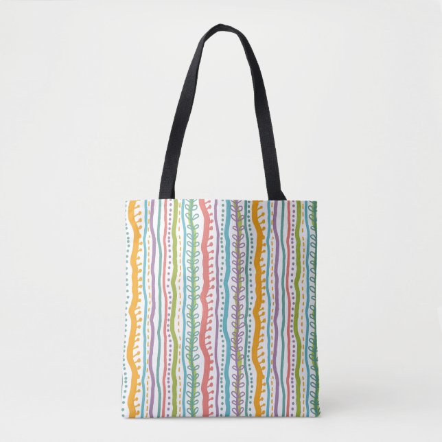 Bolsa Tote O abstrato listra o teste padrão vertical (Frente)