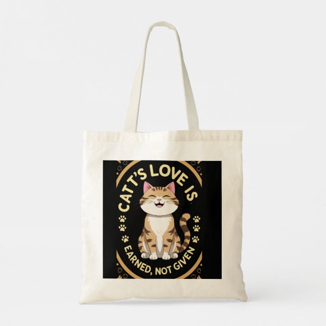 Bolsa Tote O amor de Cat é ganhado, não dado (Verso)
