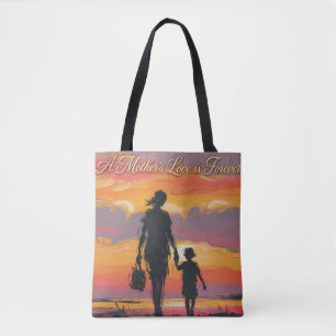 Bolsa Tote O Amor de uma Mãe é para Sempre Silhueta do Pôr do