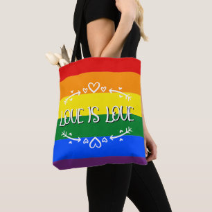 Bolsa Tote O Amor é Amor Arco-íris Orgulho LGBTQ