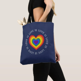 Bolsa Tote O Amor é Amor Coração Arco-íris Orgulho LGBTQ Azul