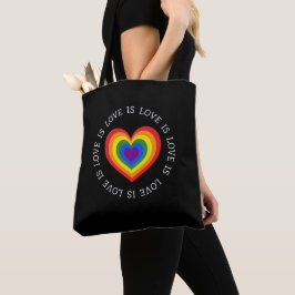 Bolsa Tote O Amor é Amor Coração Arco-íris Orgulho LGBTQ Pret